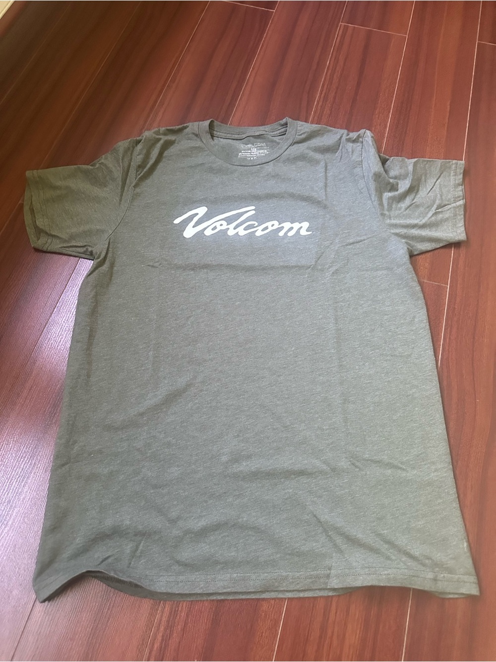 Volcom Men's Olive Green Logo Crew T-Shirt